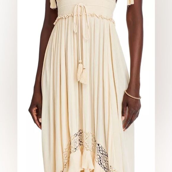 Free People Santa Maria Maxi Women’s Dress beige khaki boho hippie Size Medium - Picture 9 of 16